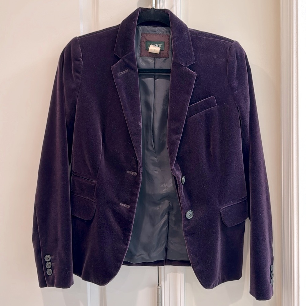 J. Crew Women's Velvet Blazer in Deep Plum